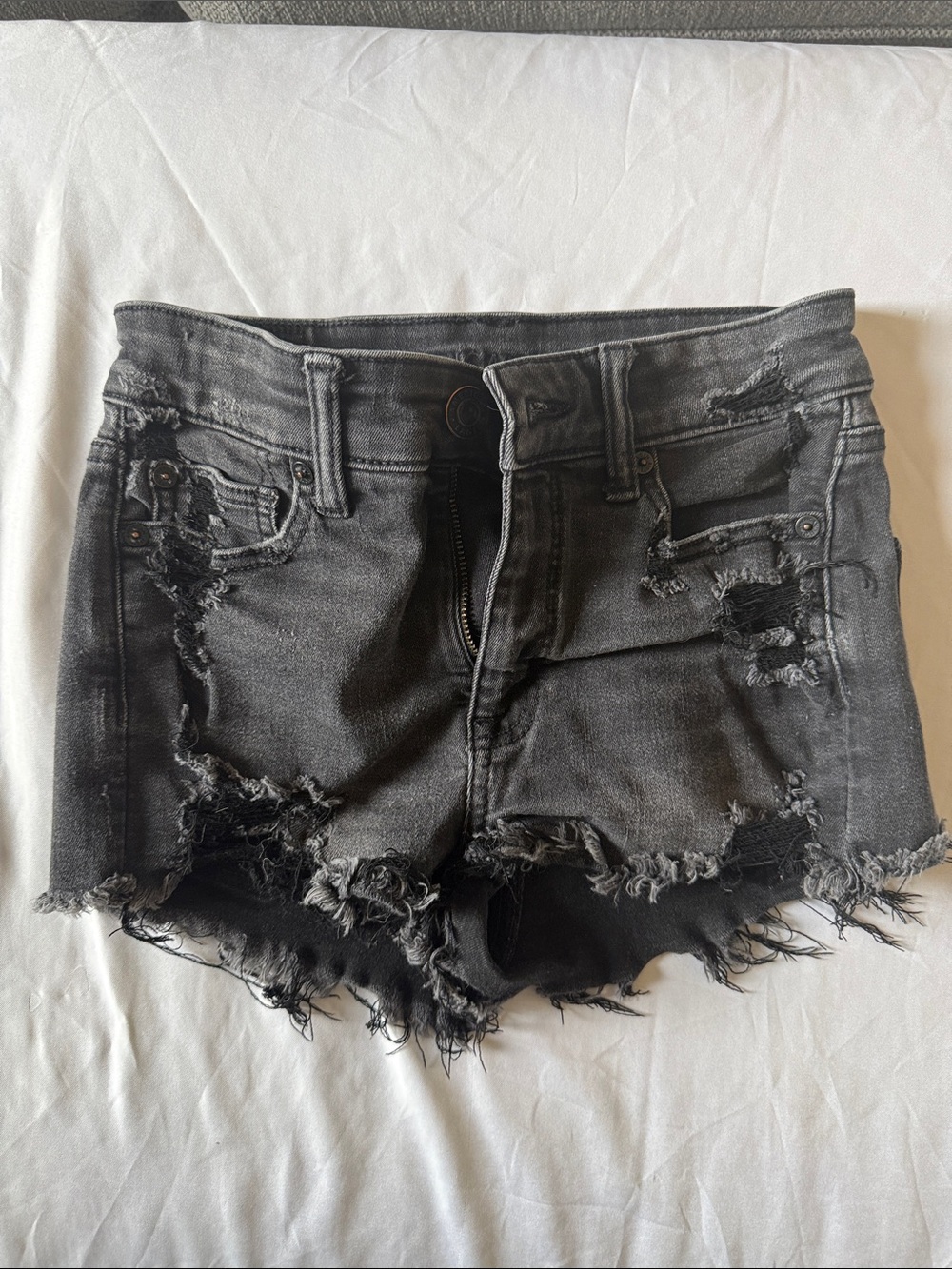 American Eagle Outfitters Black Distressed Denim Shorts